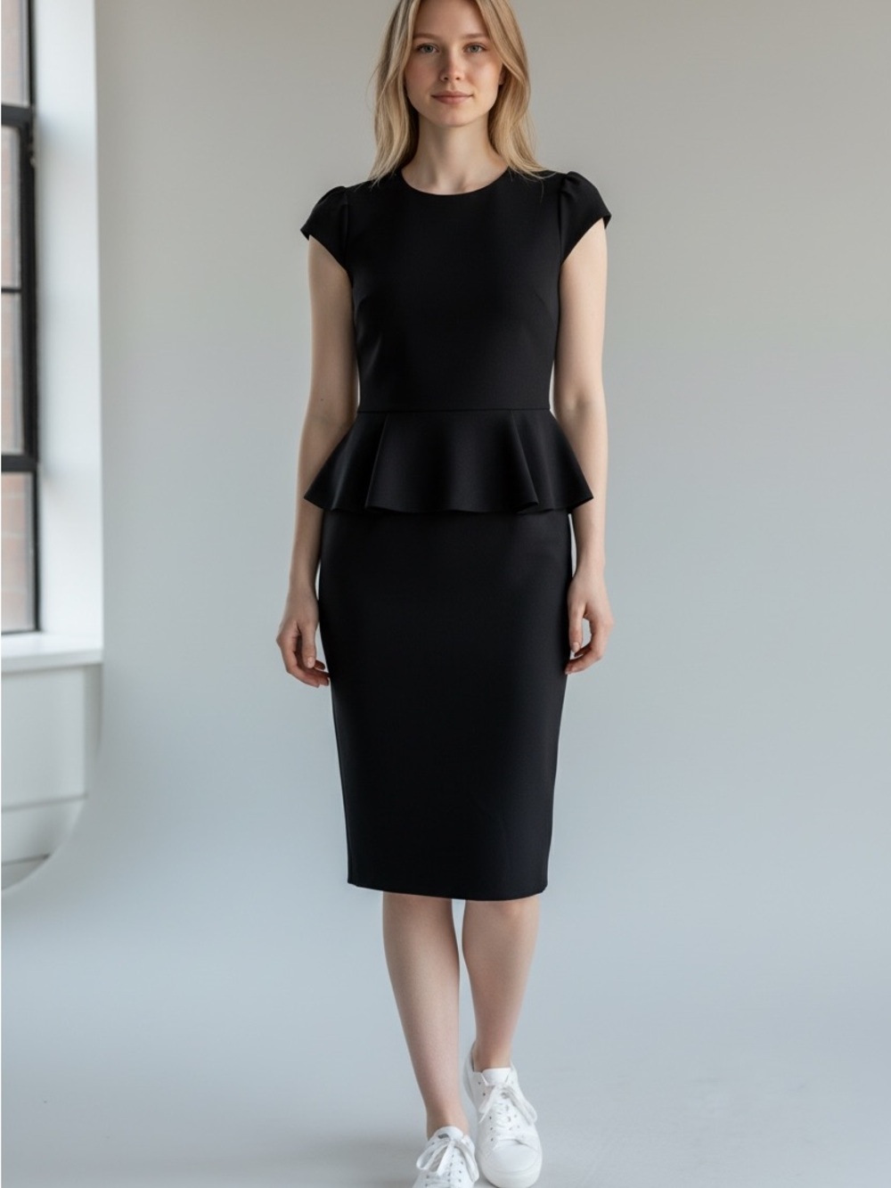 J. Crew Women’s Black Wool Sheath Peplum Dress Size 0